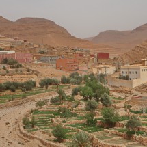 The oasis village Targa Ou Khdair on the new paved road between Amtoudi and Tafraout